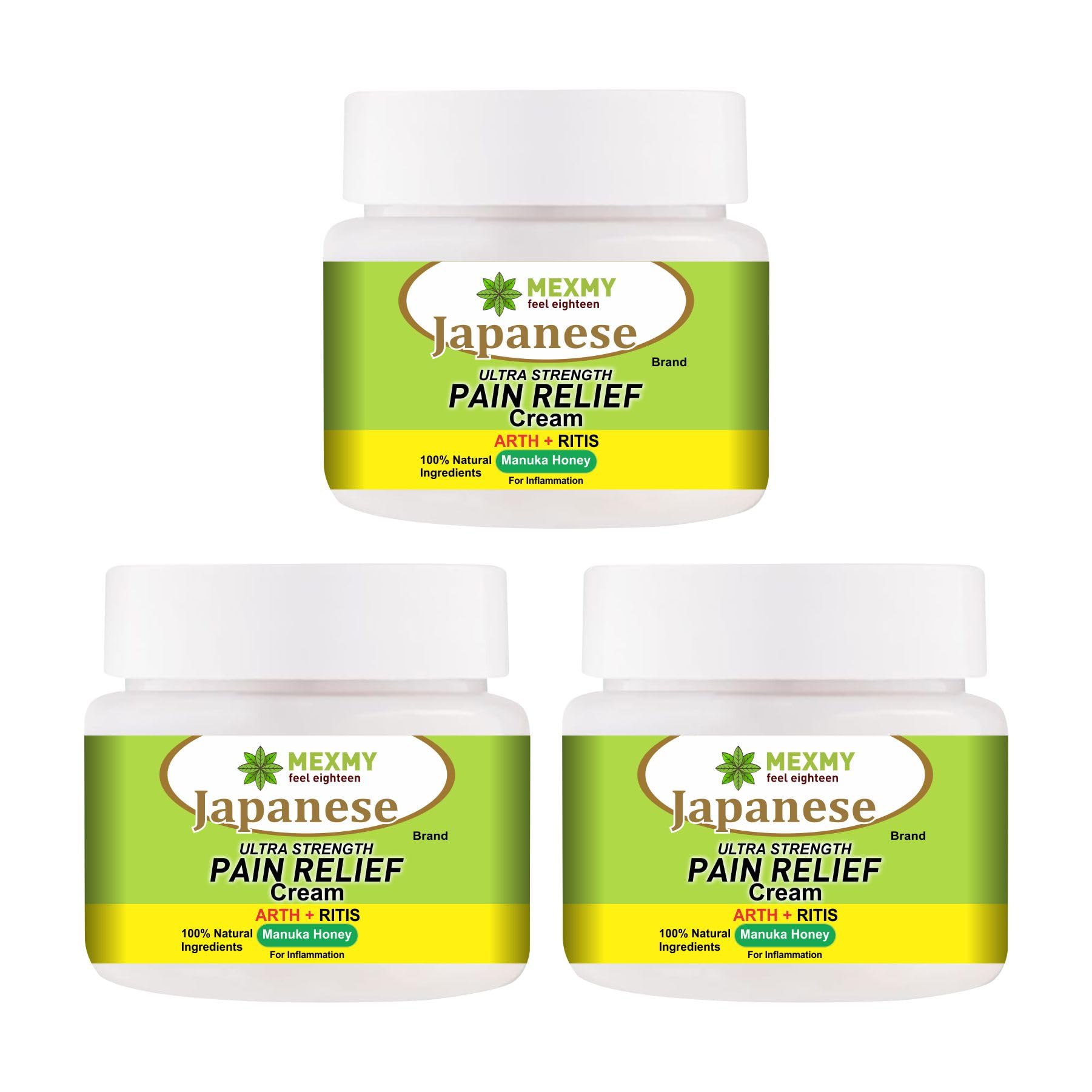Mexmy Japanese Pain Relief Cream For Strong Ayurvedic Joint Pain Relief Cream, Knee Pain, Neck Pain, Back Pain, Shoulder Pain | Japanese Joint And Bone Therapy Cream (100gm Pack 3)
