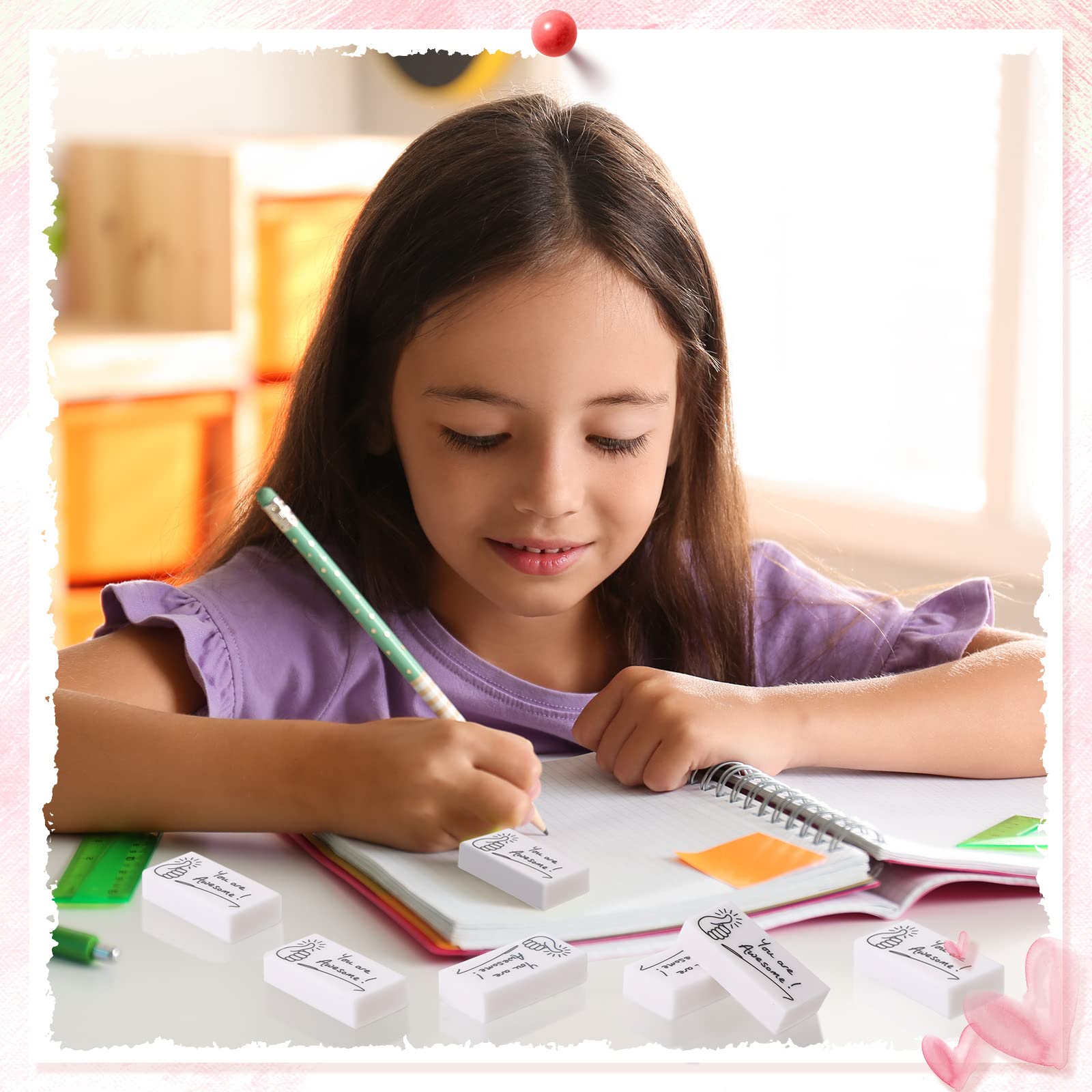 Bleistift-Radiergummis, weiße Radiergummis, You Are Awesome, kleiner Block-Radiergummi, inspirierender Radiergummi, cooler Studenten-Radierer für Kinder, Studenten, Schreiben, Zeichnen (200 Stück)