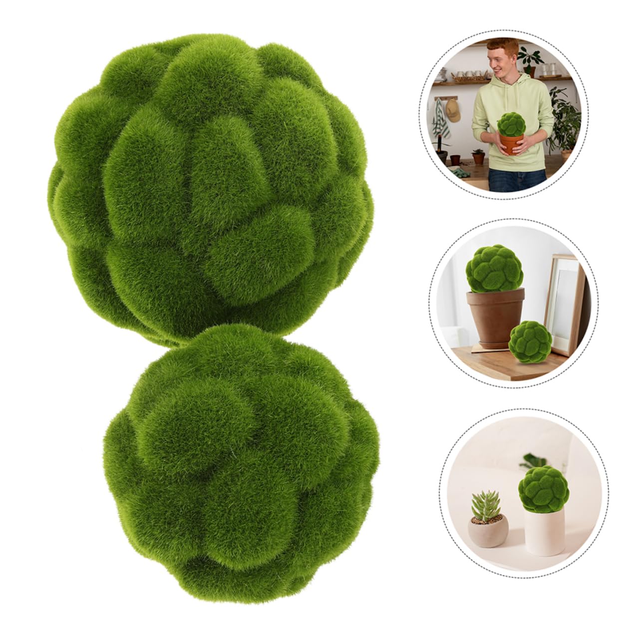 TOPBATHY Bola de Musgo Decorativa Verde 3 Piezas de Plástico