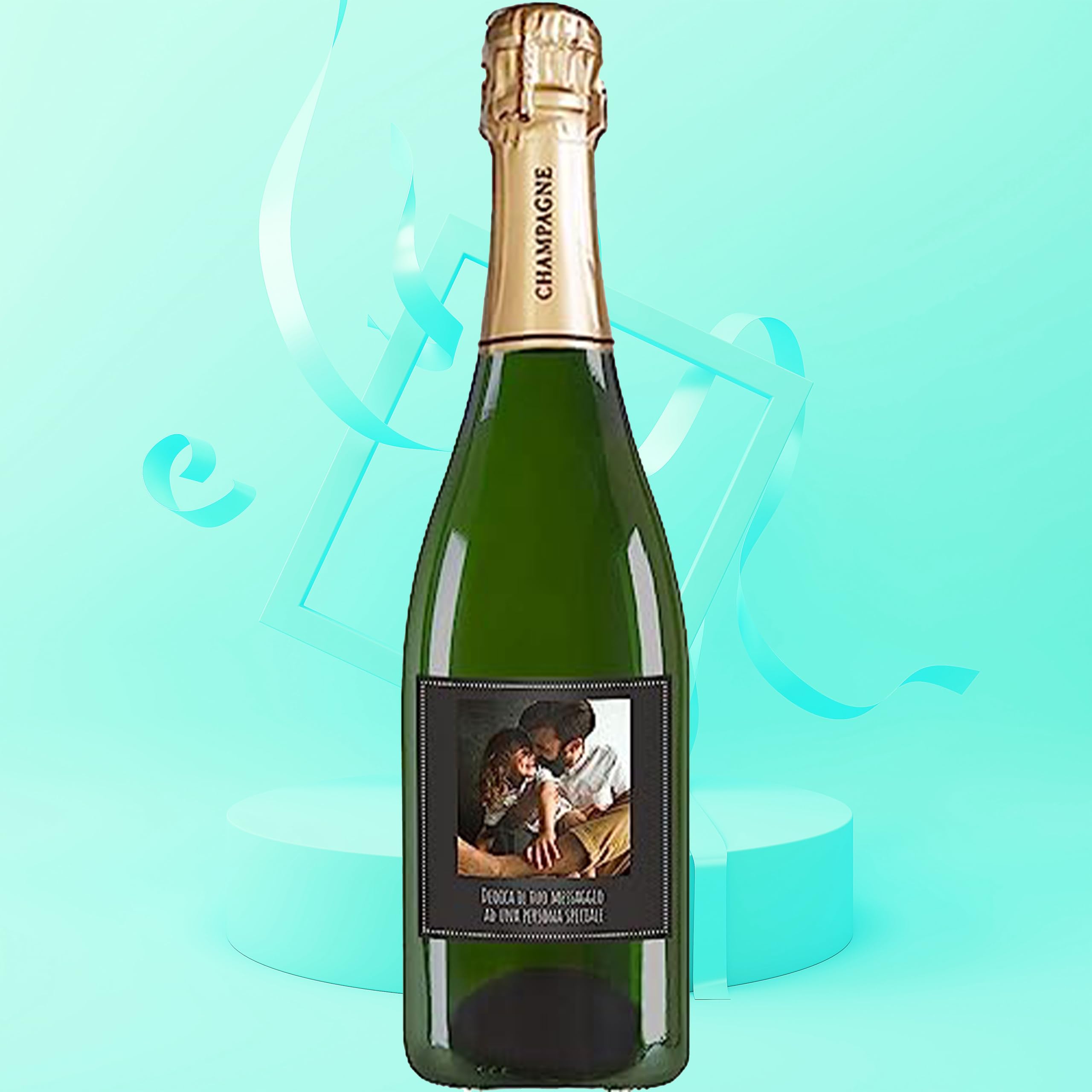 Bottiglia di Champagne personalizzato - Idea regalo esclusiva e originale per uomo, festa del Papà, nonno, nuova nascita, compleanno e Natale per Lui (0,75L, Foto e Testo)