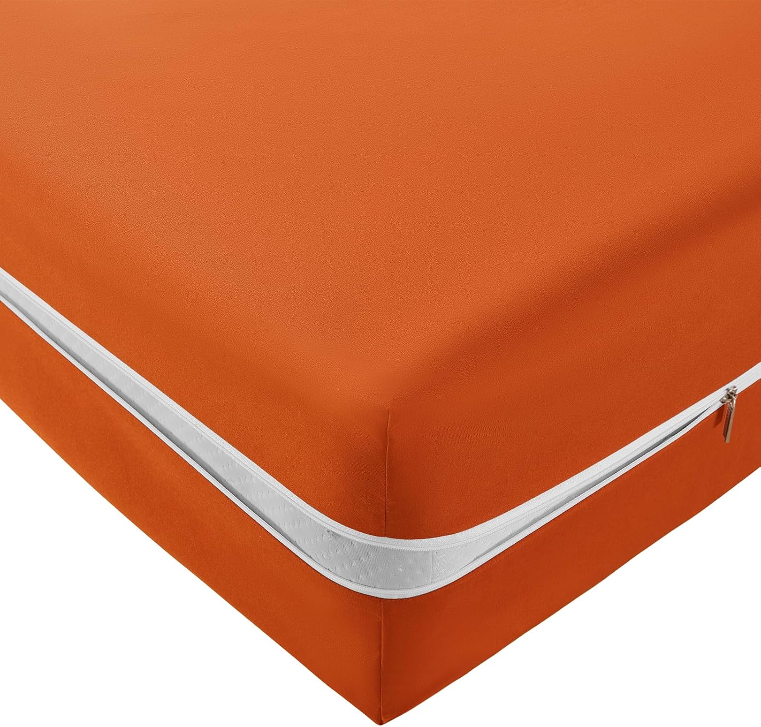 SiinvdaBZX Zipper Fitted Sheet King Only, Ultra-Soft Microfiber Zippered Mattress Cover Protector Bed Bottom Sheet Cover for 12-16 Inch Deep Mattress, Burnt Orange