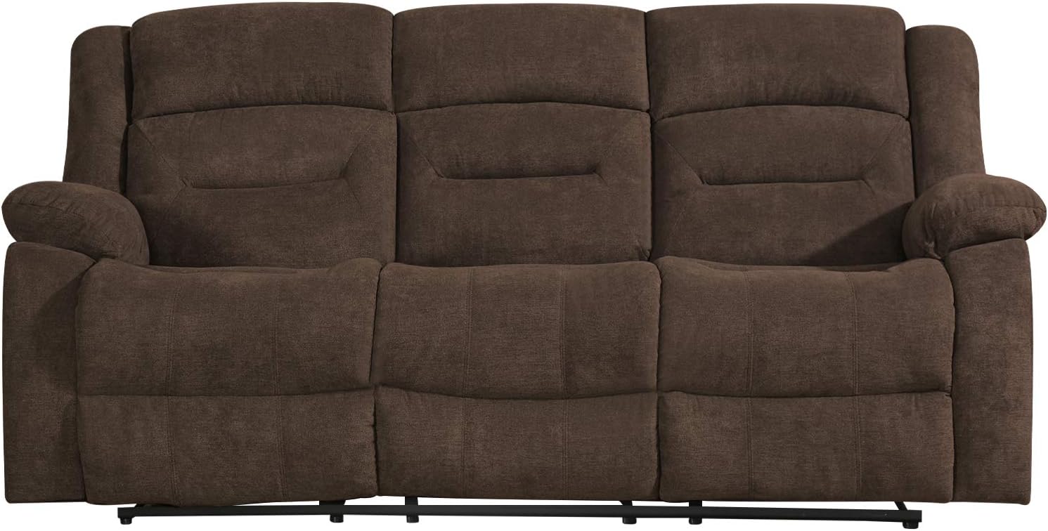 FDW Recliner Sofa Set Sectional Sofa for Living Room Home Theater Seating Reclining Couch Sofa Manual Recliner Motion for Home Furniture (Brown, Three Seat)