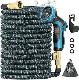 Mangueira 30 Metros Retrátil Flexível Expansível Reforçada De Jardim Borracha 30m Kit Pistola Esguicho com Jatos Diferentes Antitorção Com Trama Focuslar