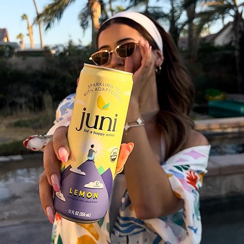 Miniatura 5 de Juni Té espumoso  Cero azúcar, 5 calorías, 33 mg de cafeína natural del té verde  Fabricado con 5 supermezcla de adaptógenos y nootrópicos (paquete