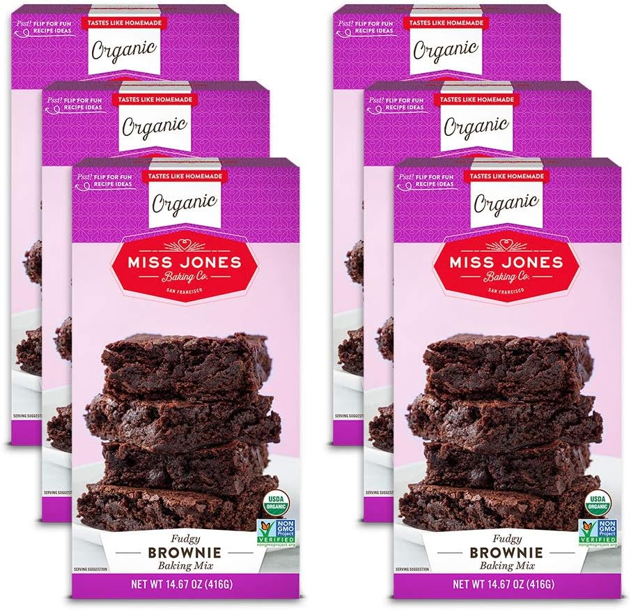 Amazon Com Miss Jones Baking Organic Fudge Brownie Mix Non Gmo Vegan Friendly Rich Cocoa Pack Of 6 Grocery Gourmet Food