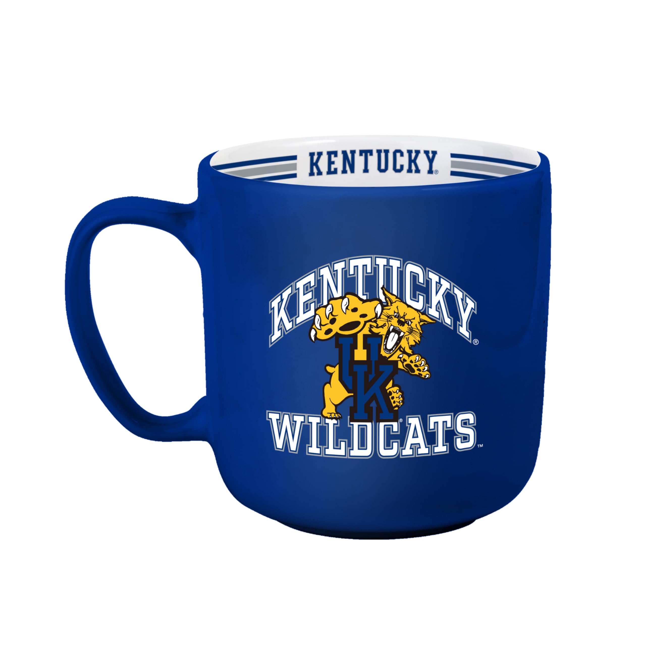 Logo Brands NCAA Kentucky Wildcats 15 oz Stripe Coffee Mug - Vintage Team Logo, Inside Print &amp; Stripes, Microwave &amp; Dishwasher Safe- Great Gift For Fans &amp; Alumni