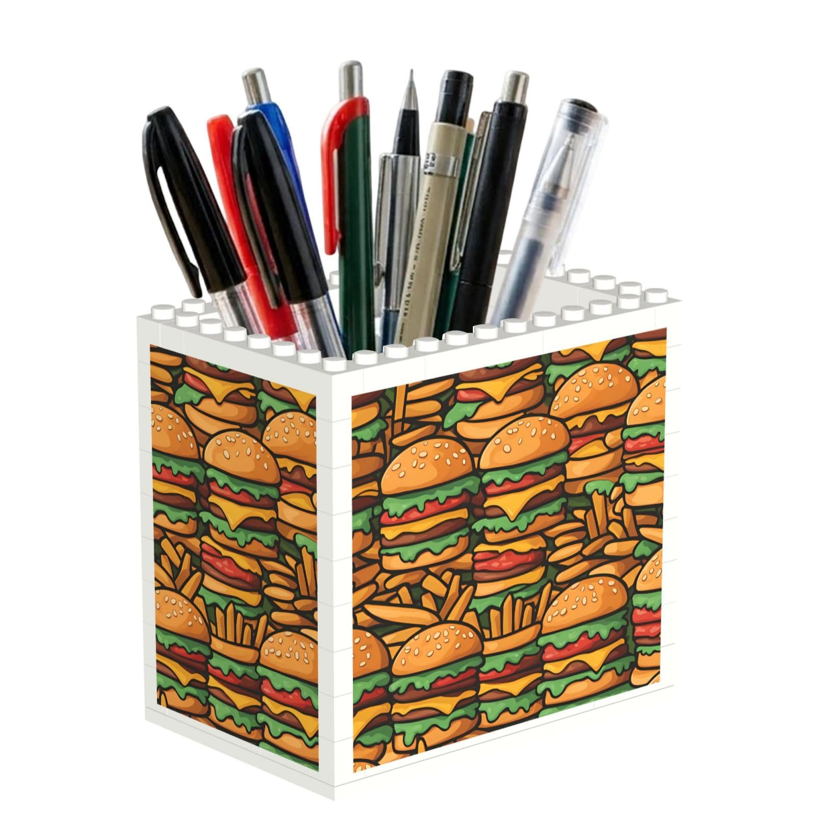 SXZVVBN many cute burgers Building Block Desk Tidy ABS Organiser