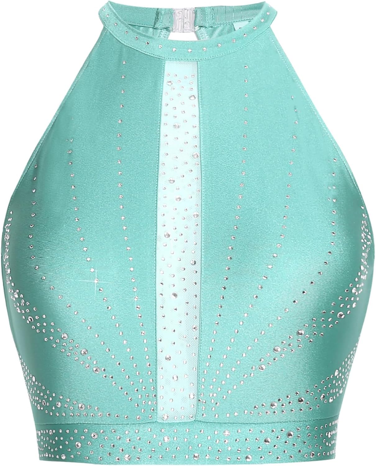 Womens Lyrical Dance Crop Top Glittery Rhinestones Modern Contemporary Ballet Dancewear