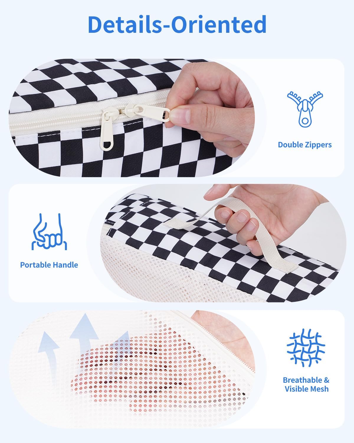 Narwey 7 Set Checkered Packing Cubes for Travel Carry on Suitcase Luggage Organizer Bags for Kids Women Men, Durable Packing Organizers Bag, Travel Essentials Accessories (Black Checkerboard) - Image 4