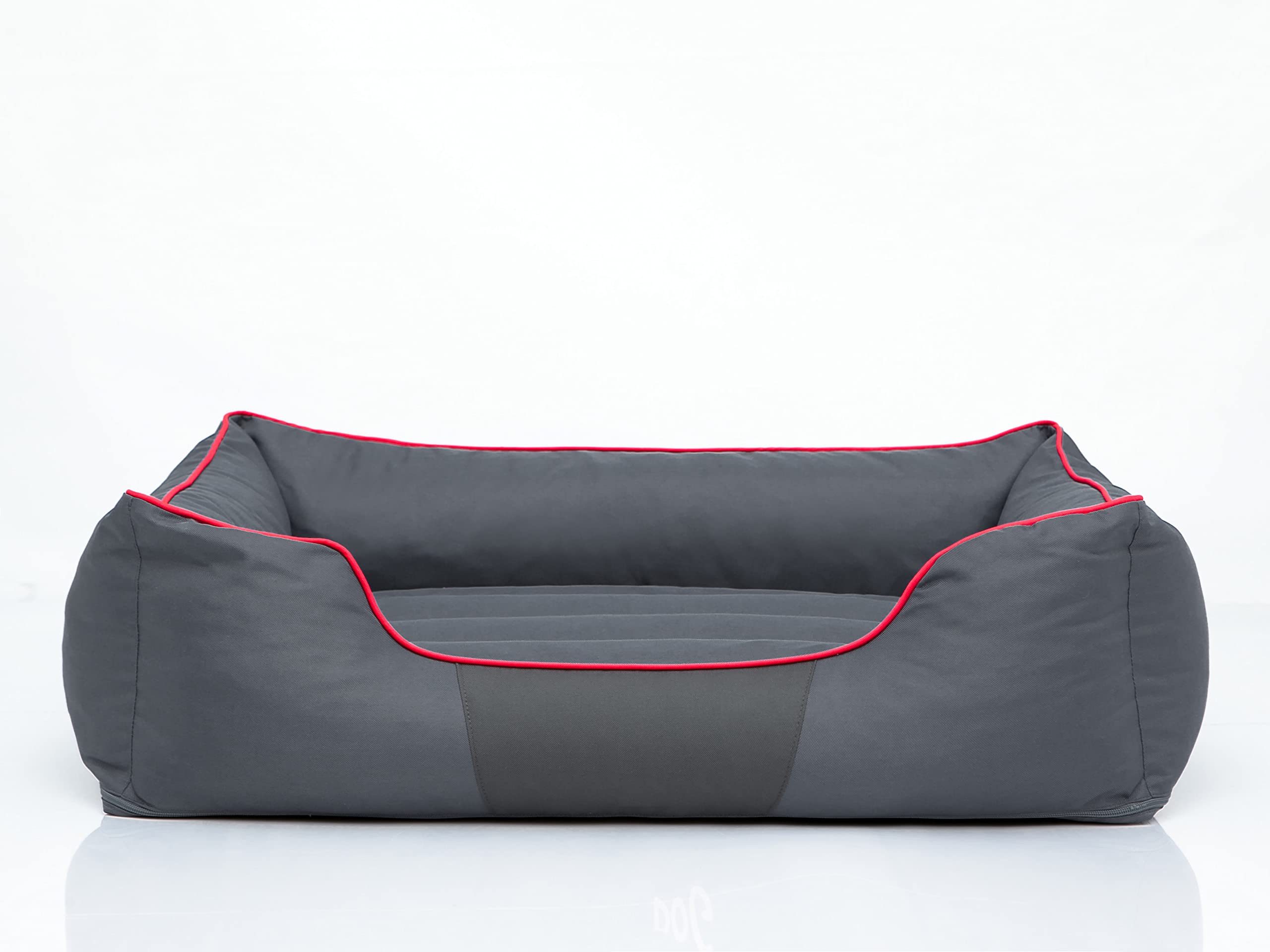 Cuccia per cani e animali domestici, cuscino per cani, letto per cani, materasso per cani, materasso grigio con rosso, XL – 85 x 65 cm