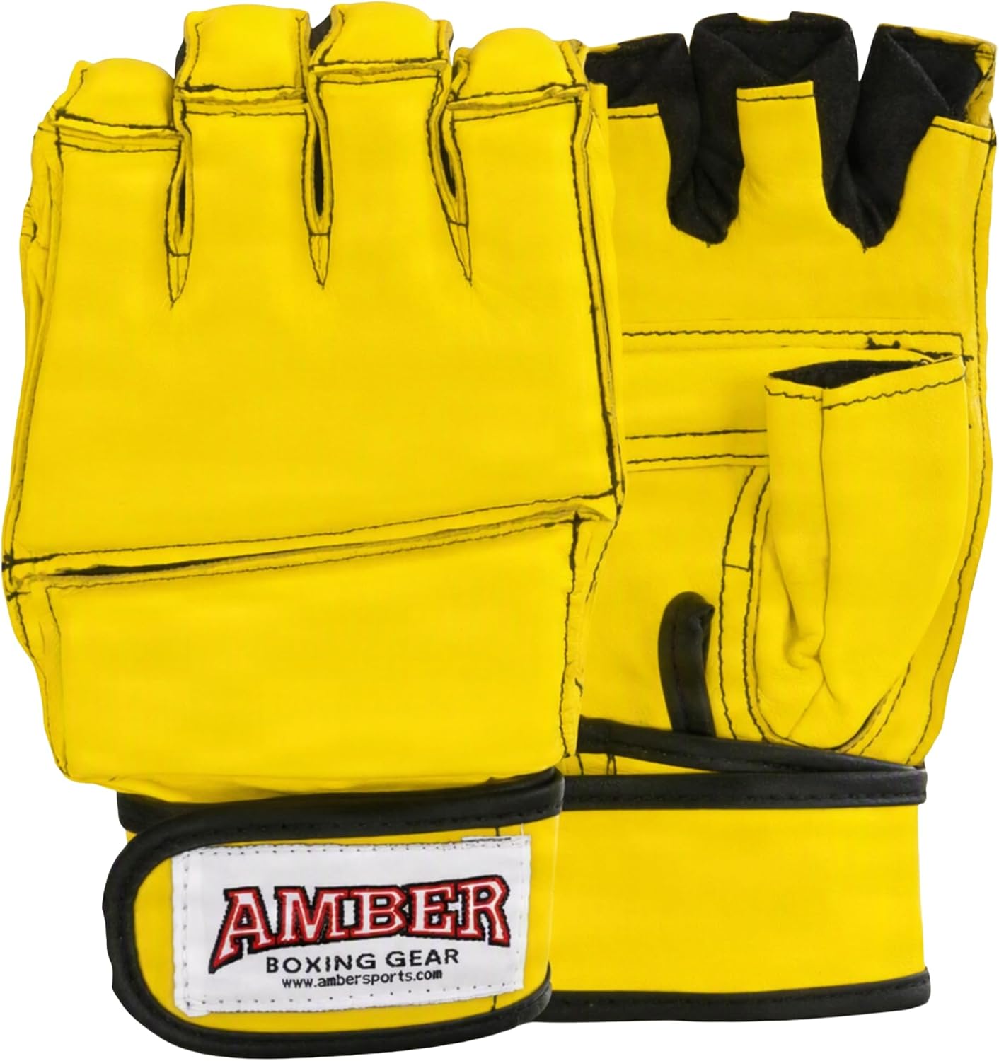 Amber Fight Gear Leather MMA Grappling Gloves
