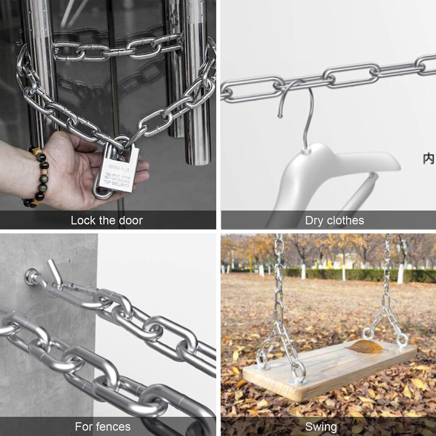 Hanging Swing Chair Chain Kit, 2 Set Stainless Steel Hardware Heavy Duty Porch Swing Hammock Chain Kit Hanging Hooks for Hammock, Rope, Tire, Tree Swings 5 71UmLBTE4cL. AC SL1500