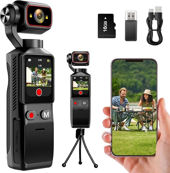 4Kアクションカメラ 小型ビデオカメラ Vlogビデオカメラ ウェアラブルカメラ小型 手ブレ補正 WiFi スマホ連携 1.69タッチモニター搭載 160度広角小型ボディカメラ 180°回転レンズ 5h稼働 暗視機能【16Gカード付属】256GB対応 上書き録画 縮時撮影 早い動きの撮影 Vlog/旅行/アウトドア/スポーツカメラ/ペット 記録用 携帯便利 - 1