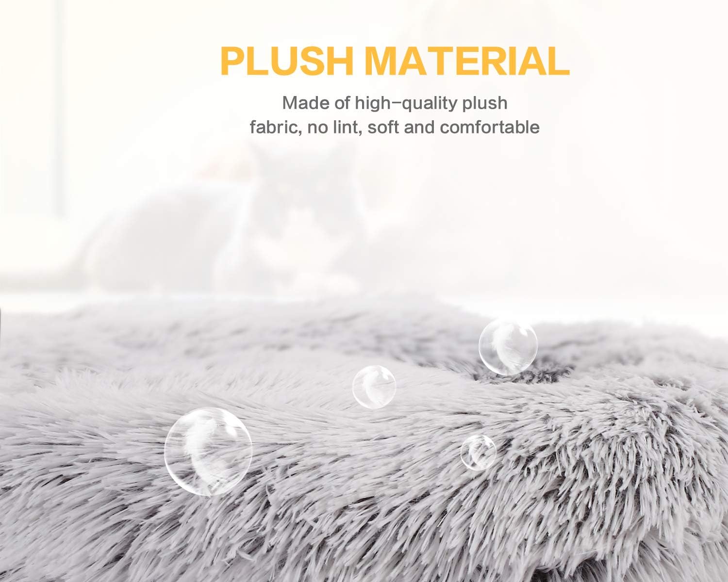 Pecute Cat Bed & Dog Bed, Warming Soft Machine Washable Plush Round Cuddler Cat Bed, Calming Donut Dog Bed, Anti-Slip Bottom Bed for Small Dogs and Cats(21.7in Light Grey)