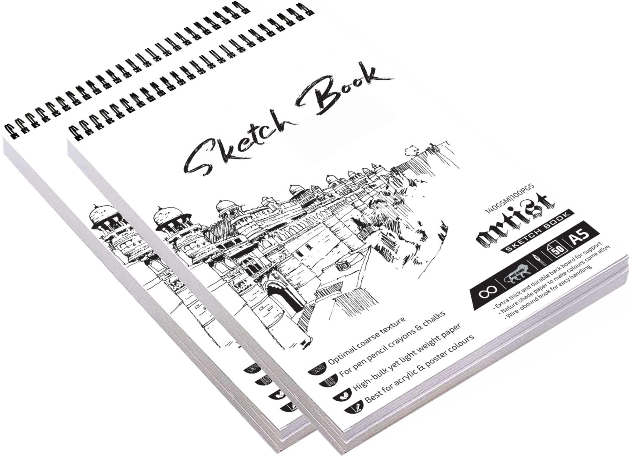 VARIETY CANVAS 2 Pieces 50 Sheet A5 Sketchbook Set | Top Spiral-Bound Sketchpad for Artists | Sketching and Drawing Acid Free Paper, for Doodling | Artist Oxfort Sketch Book (Mix) (B09B4WQKGT) Amazon Price History, Amazon Price Tracker