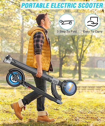 Miniatura 5 de Scooter eléctrico para adultos, scooter eléctrico de hasta 19-22 millas de largo alcance, motor potente de 500 W, velocidad máxima de 15.5 MPH,