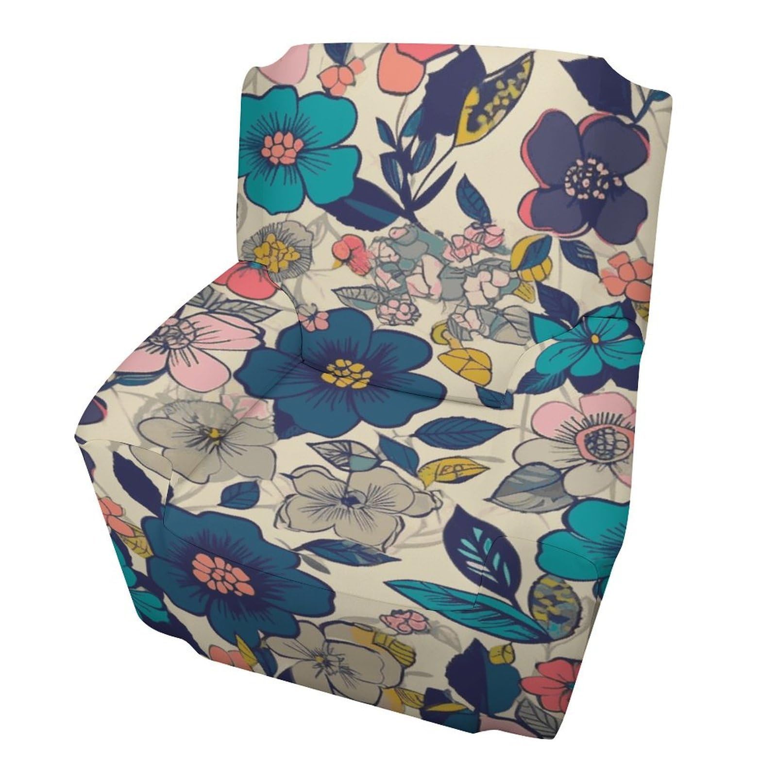Fodpand Style Flowers2 Sofa Cover Soft 1 Seater Sofa Slipcover For Pets Washable,Couch Cover With Elastic Straps Furniture Protector
