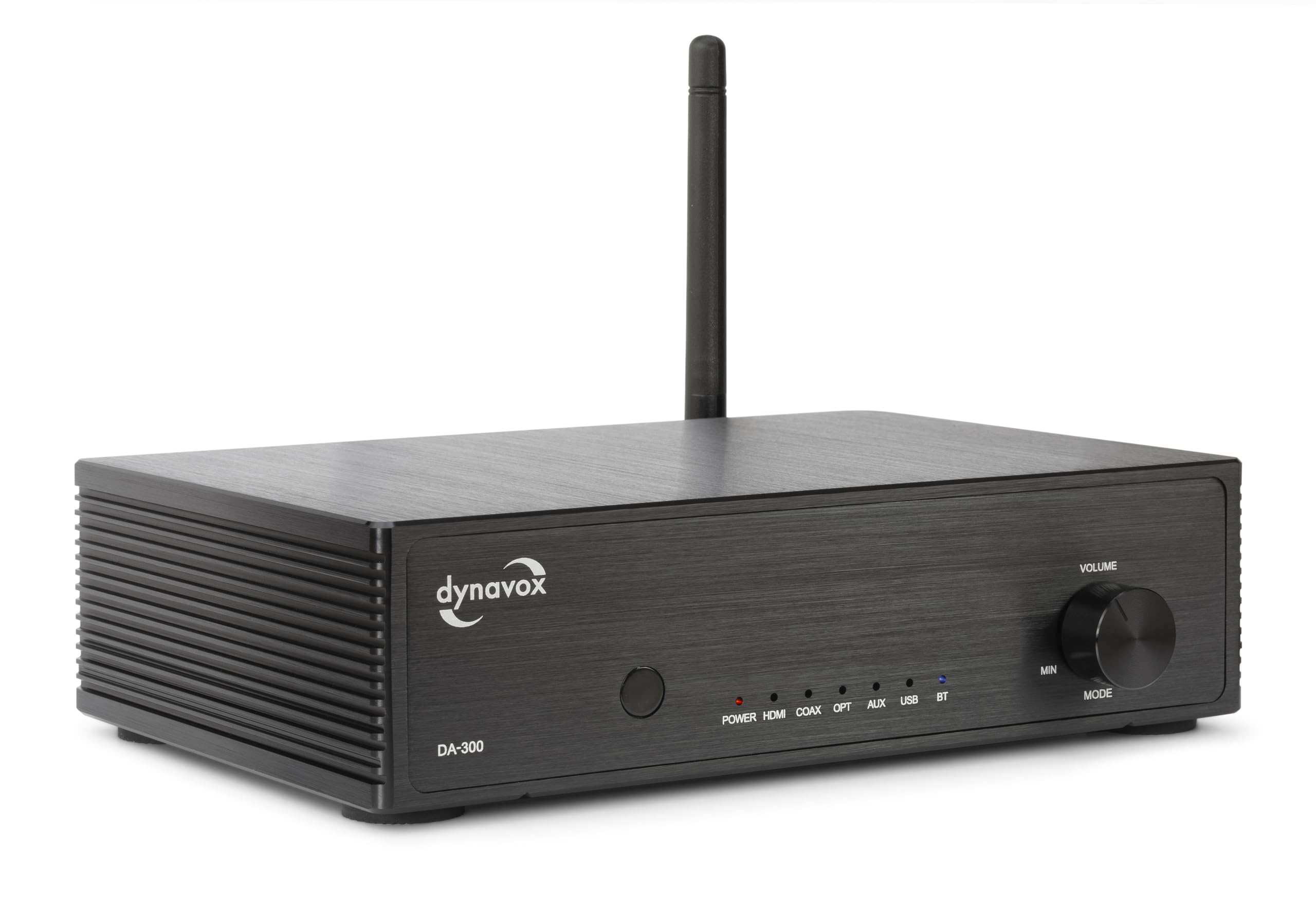 Dynavox DA‑300 Amplificador HiFi Compacto Clase D con HDMI ARC, Bluetooth 5.0, USB, entradas óptica y coaxial, Carcasa de Aluminio, Ideal para TV y Streaming Musical, Negro