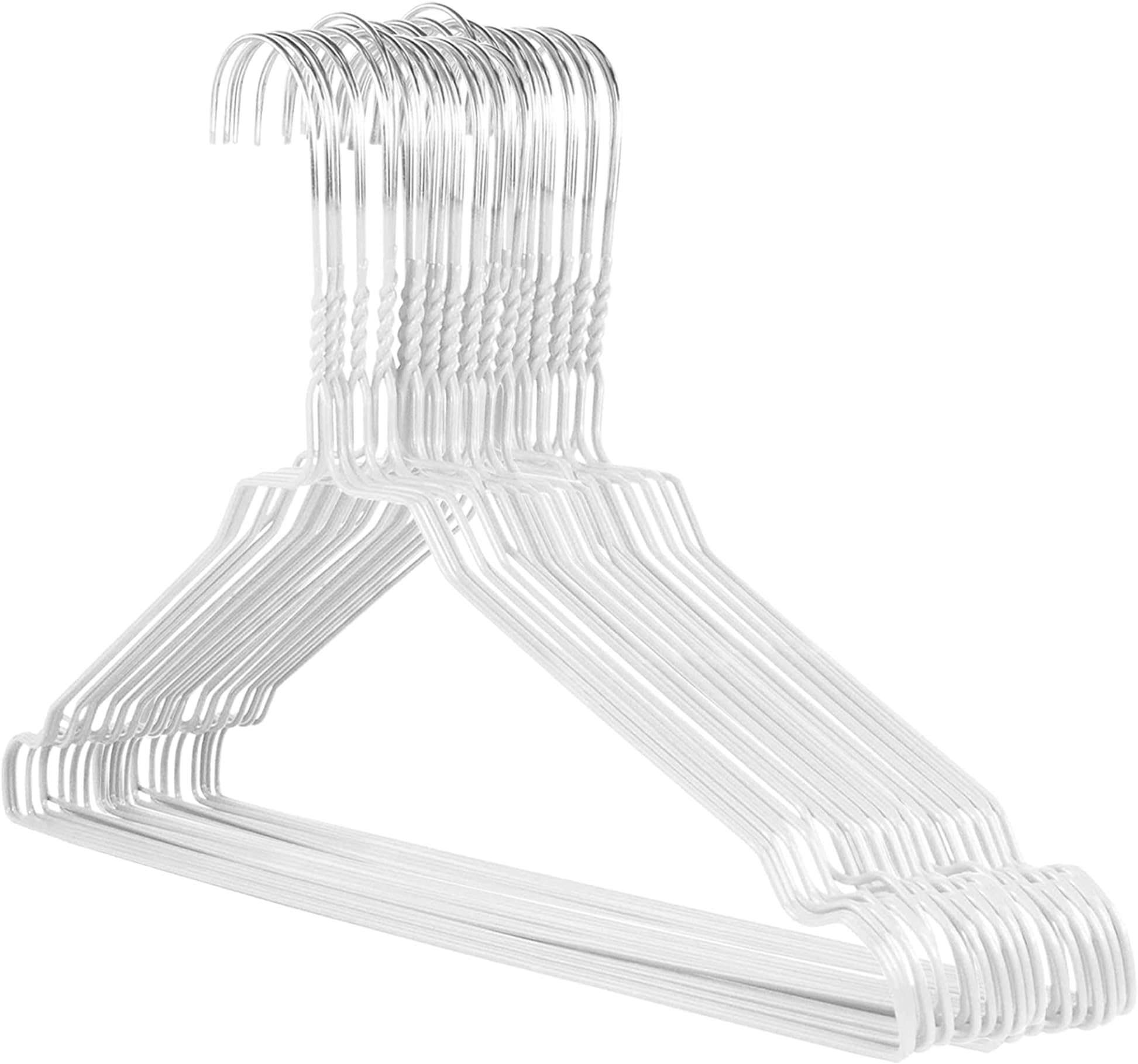 Long Lasting Vinyl Coated Wire Metal Hangers, White, Non