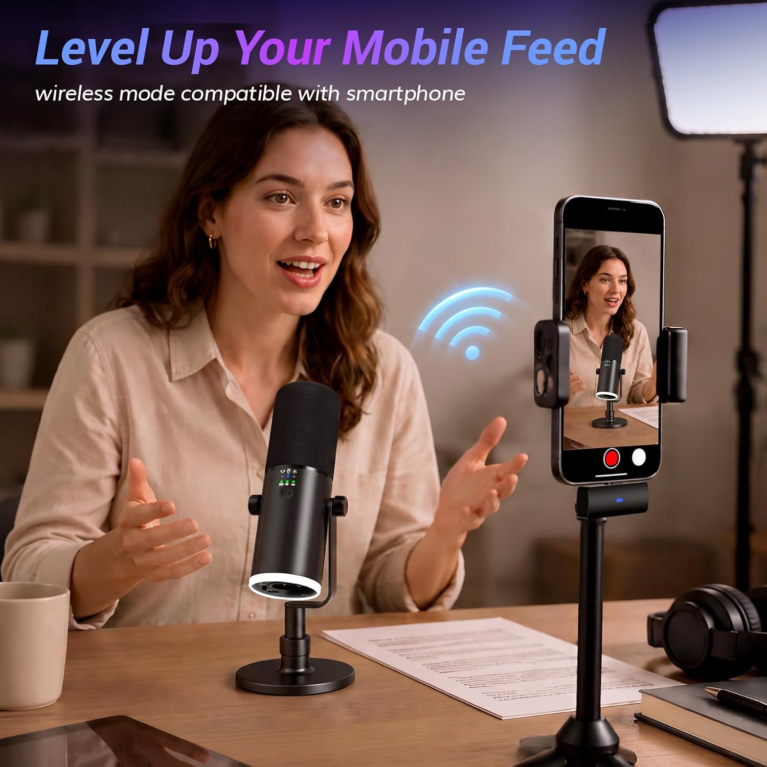 TONOR Wireless Microphone for iPhone 15~17, Dynamic Microphone for Podcast