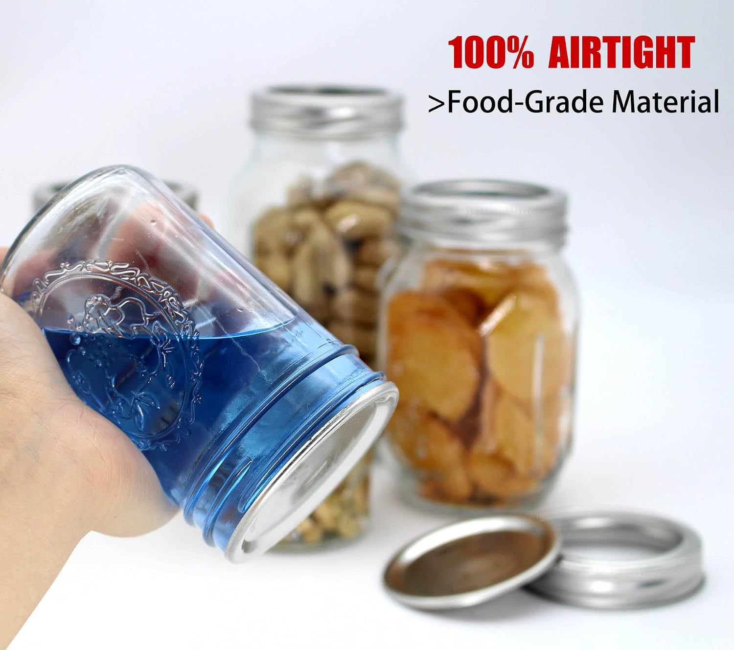 24Pcs Rust-Proof Wide Mouth Mason Jar Lids and Rings, Canning Lids with Bands Wide Mouth for Ball or Kerr, Large Mouth Mason Jars Lid
