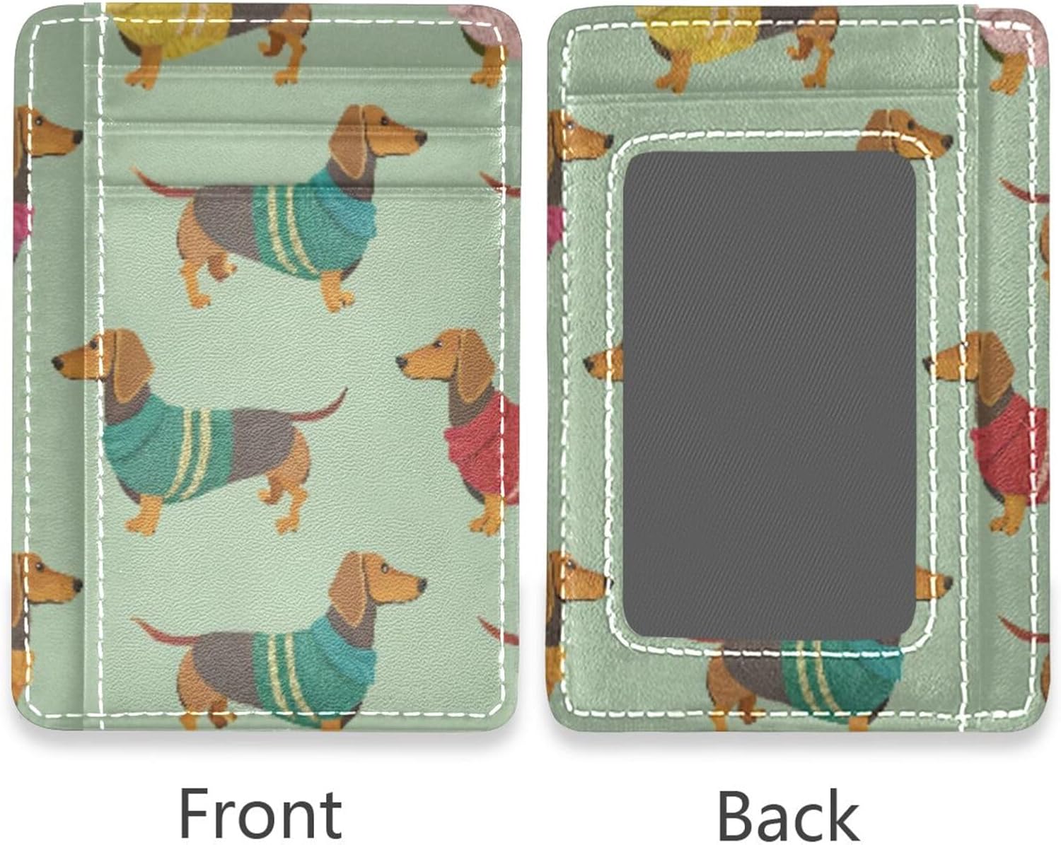 Cute Dachshunds Card Holder Slim Front Pocket Wallet Minimalist RFID Blocking Credit Card Case for Women Men