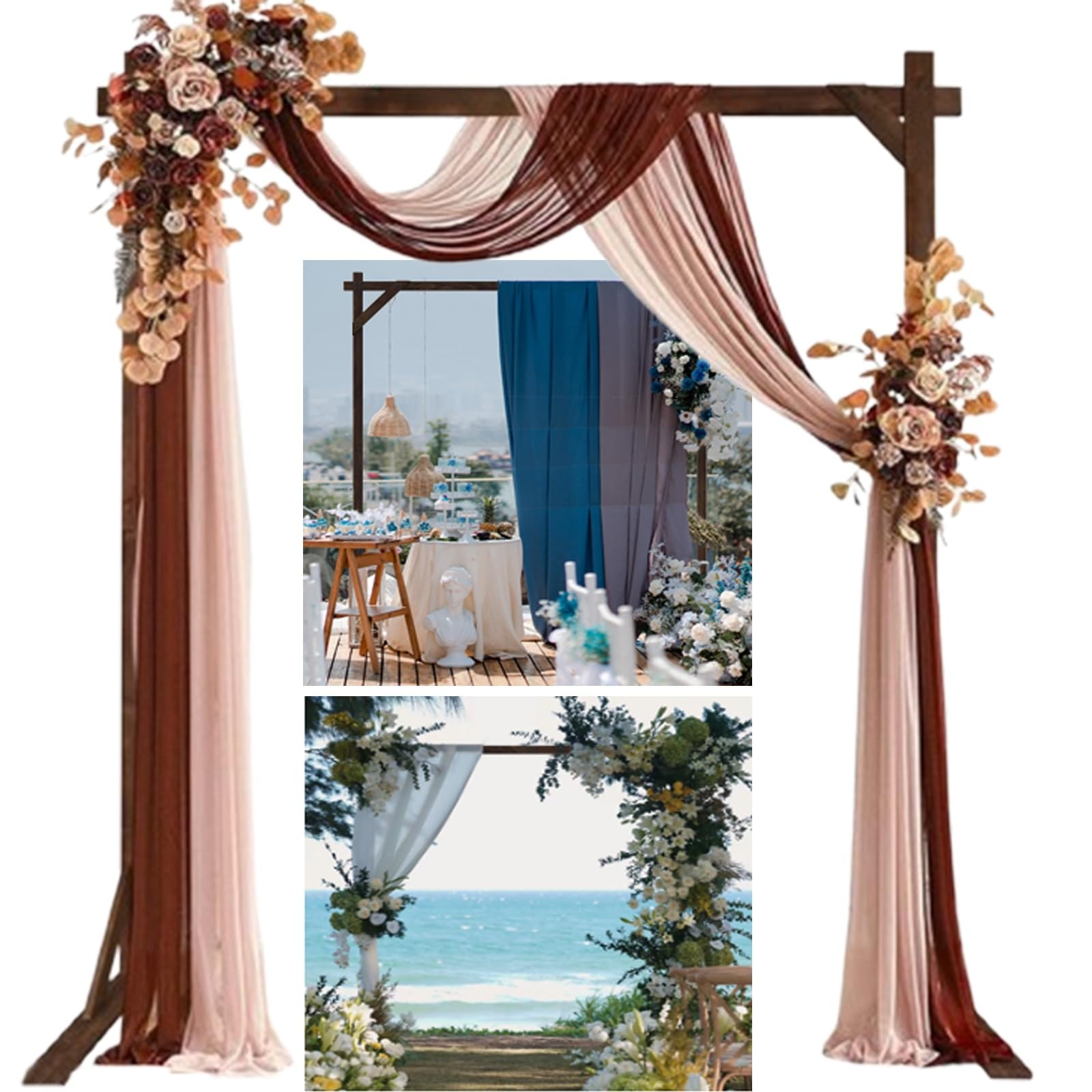 beaka Kit Arche Mariage Champêtre Cadre en Arc Carré Arche en Bois pour Décoration De Mariage Anniversaire Support Toile De Fond Photo Décoration pour Fête Et Cérémonie Noël