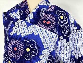 着物ー有松鳴海絞り浴衣24巻き上げ絞り　青系　綿【インパクトあるお花花火の様】 0a48a8629b9e4960943b04d309aae8