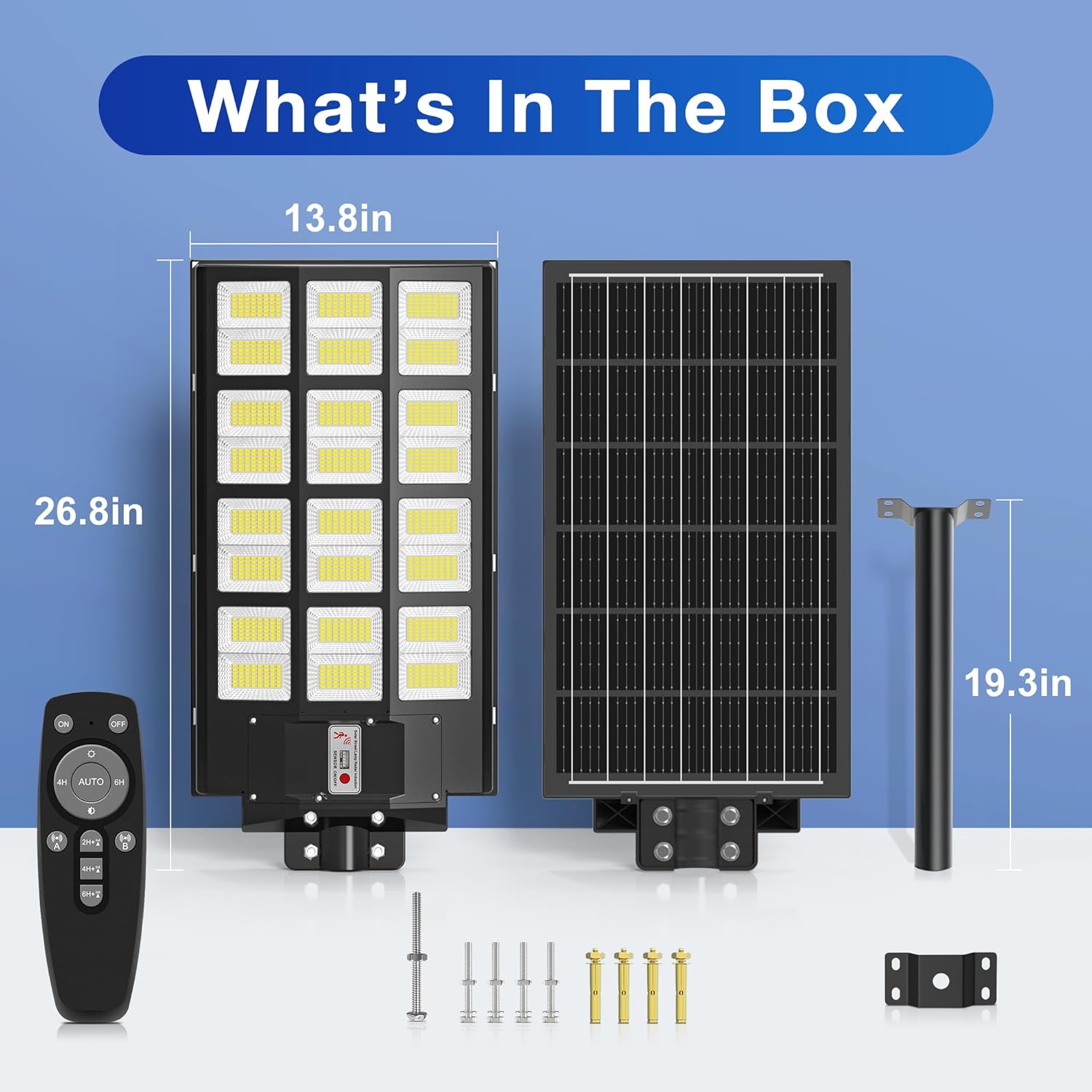 Solar Lights Outdoor Waterproof, 8000W Solar Street Light with Motion Sensor, 7000K Dusk to Dawn Security Flood Lights IP66, Commercial Outdoor Lighting for Parking Lot, Yard, Driveway, Farm