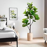 Vista 2 de 5ft Artificial Fiddle Leaf Fig Tree,Lifelike Indoor Faux Plant with Adjustable Branches,Easy Assembly,and Low Maintenance for Home and Office Decor