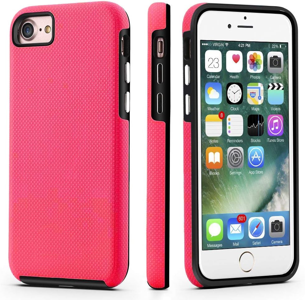 Case for iPhone SE 2022/2020, iPhone 8 /iPhone 7 - Dual Guard Series, Military Grade Protection, Slim-Fit, Sturdy Shock Absorbent Phone Cover (Pink)