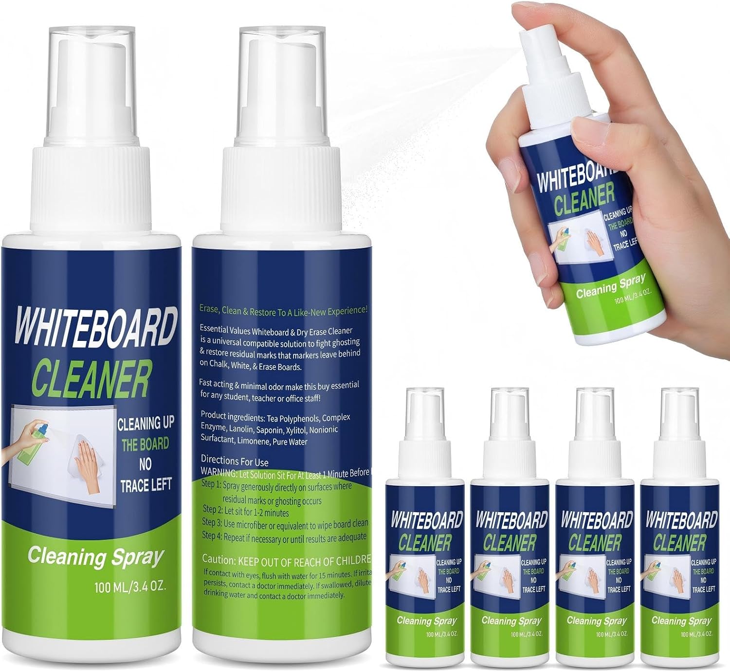 Fuyoooo 6 Pcs Whiteboard Spray Cleaner 3.4 oz Dry Erase Board Cleaner Removes for Whiteboard Chalkboard Office Classroom Accessories