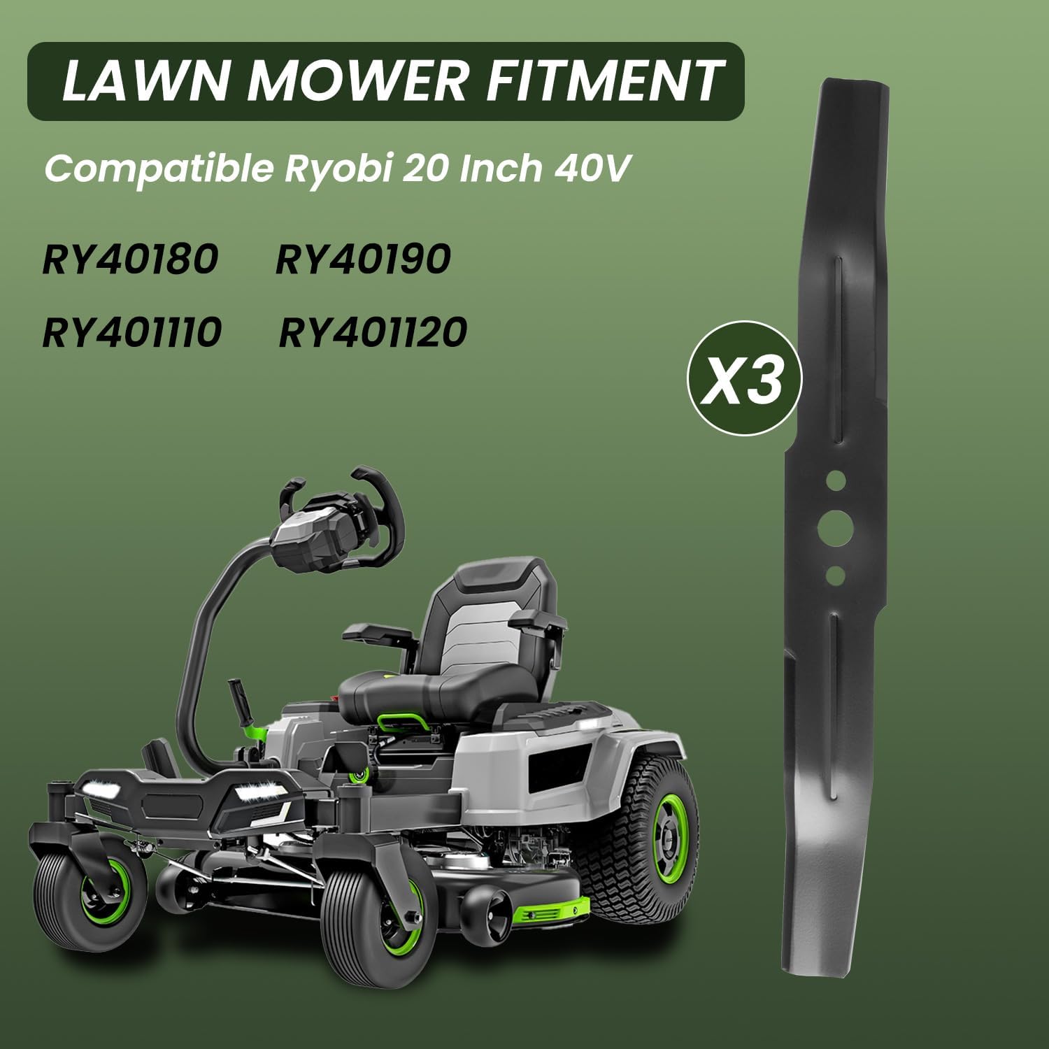 AB5200D Lawn Mower Blades Compatible with EGO Power+ ZT5207L 52” Z6 Zero Turn Riding Mower 3 Packs