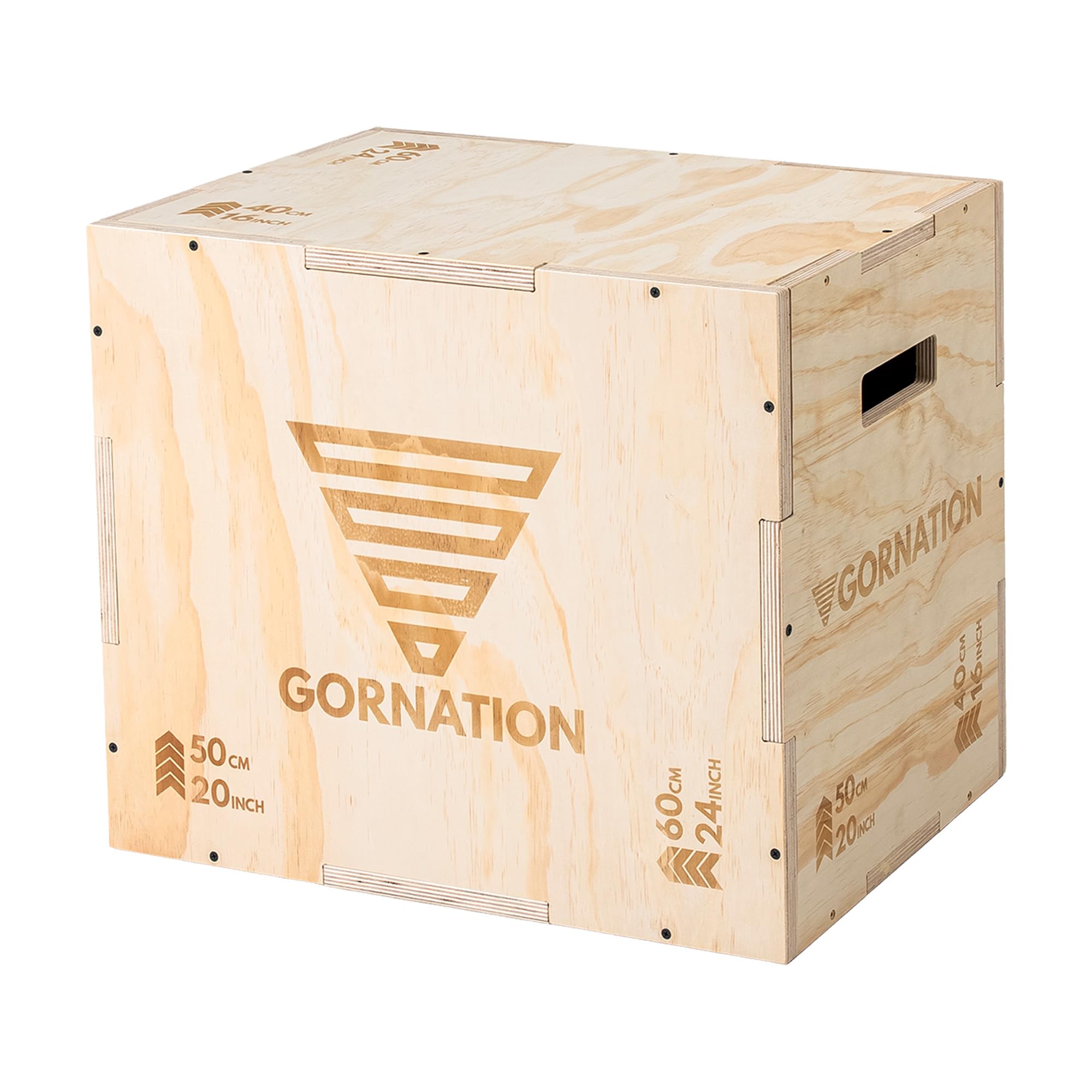 GORNATION Boxe Plyométrique en Bois 3-en-1 – Boîte de Saut Jump Box pour Crossfit, Calisthenics & Home Gym, Plateforme d’Entraînement Fonctionnel à Domicile ou Extérieur