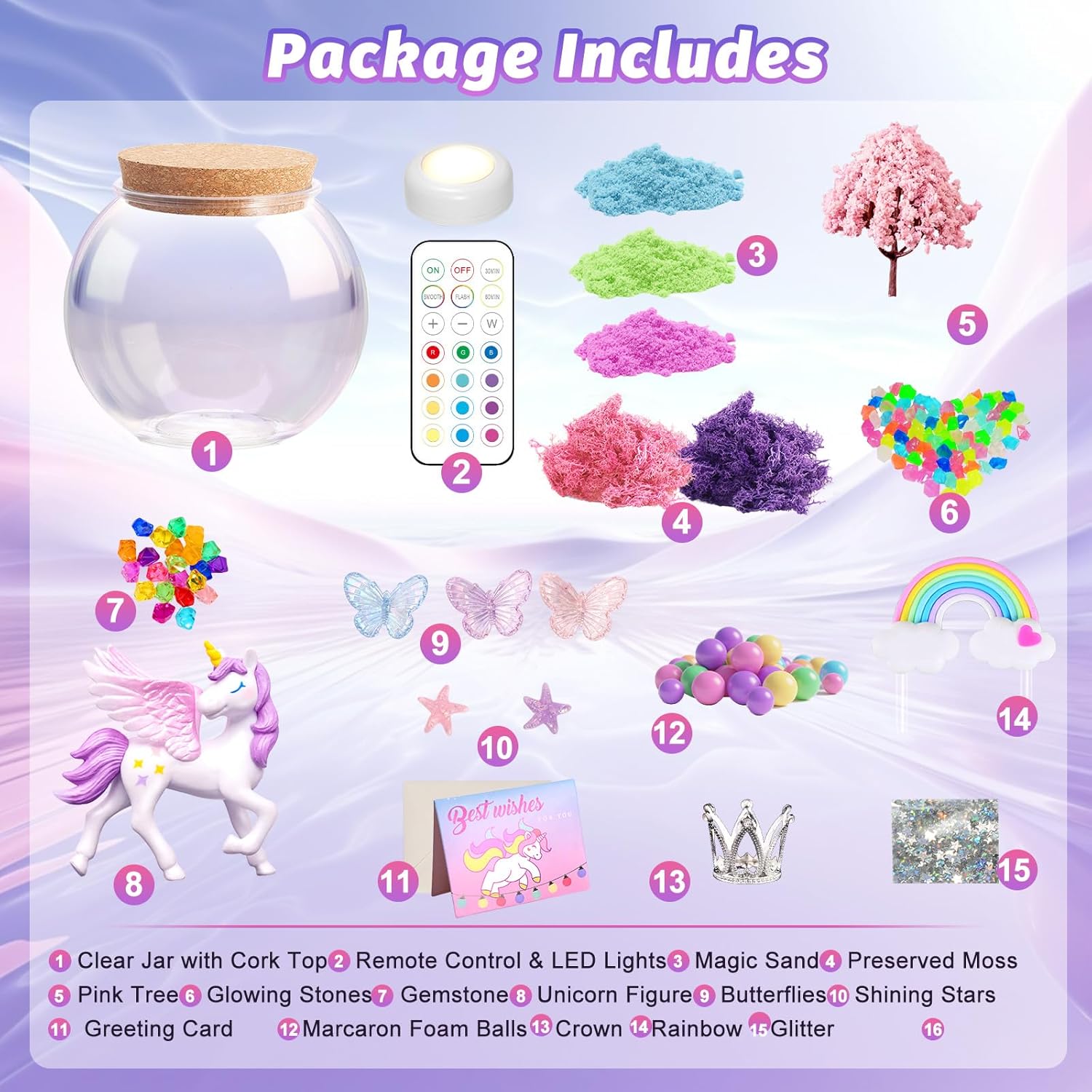 Unicorn Light-Up Terrarium Kit for Kids - Multicolor LED Night Light Birthday Gifts - Unicorn Toys for Girls Ages 4-6 7 8 9 10 Year Old - Kids Arts and Crafts Kit, Easter Ideal Gifts - Image 4