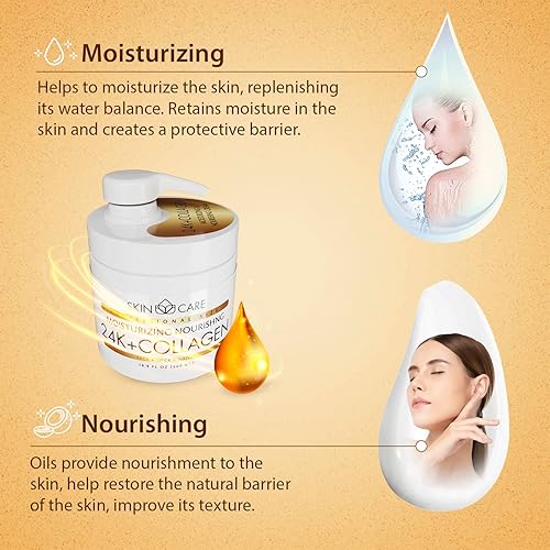 Miniatura 2 de Skin Care Crema hidratante 3 en 1 de oro de 24 quilates y colágeno para cara, cuello y manos, crema diaria delicada y fácil de absorber para todo