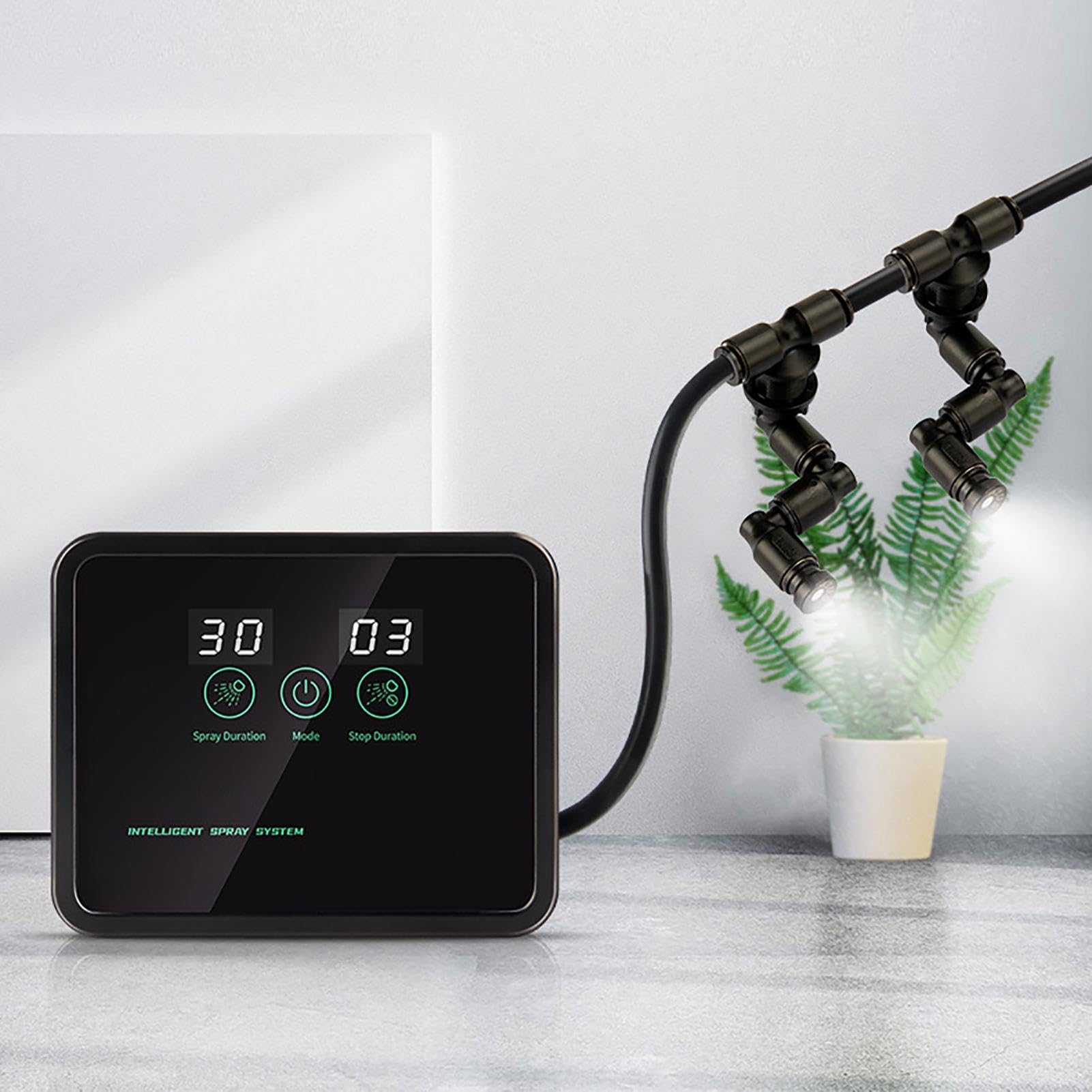 Humidificador de reptiles, sistema de nebulización automático con boquillas ajustables para niebla de terrario y simulación de lluvia en hábitats de reptiles y anfibios