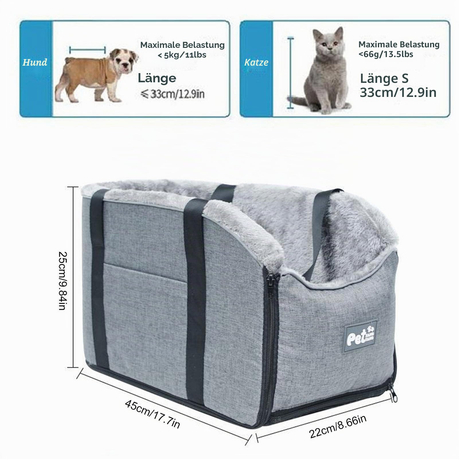 Mittelkonsole Hund Auto Armlehne | Wasserdichter Rücksitz mit Sicherheitsgurten | Tragbare Reisetasche für Katzen und Hunde