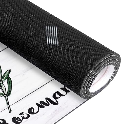 Miniatura 7 de Juego de 2 tapetes de cocina antideslizantes y gruesos para el suelo, cómodos tapetes de pie para cocina, fregadero, oficina, lavandería, negro, 17