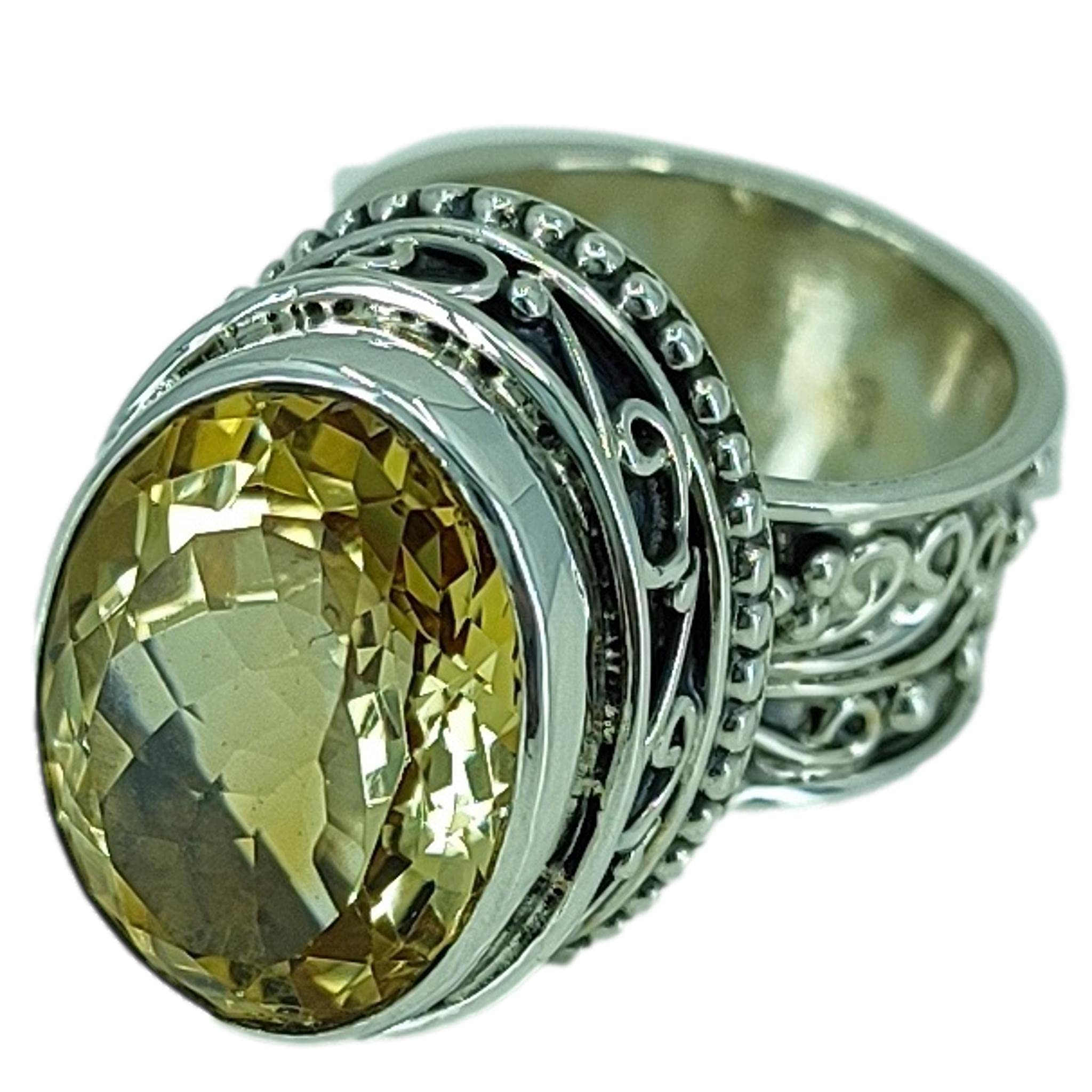 Citrin-Stein-Silberring, 925 Sterling Silber handgefertigter Statement-Versprechensring für Frauen, natürlicher Edelstein-Boho-Schmuck, November-Geburtsstein, Geschenk für Sie