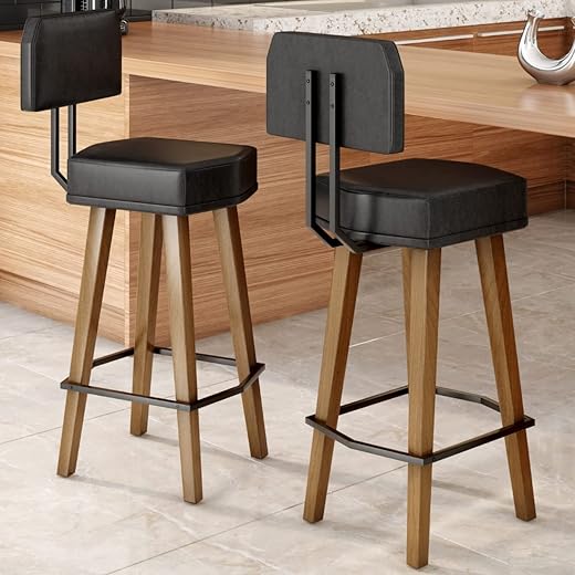 Kit 2 Banquetas Alta para Balcão Bancada área Gourmet Cozinha Industrial (70cm do Assento ao chão, Preto)