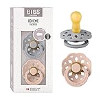 BIBS Pacifiers - Boheme Collection | BPA-Free Round Nipple | Nautral Rubber Latex | Made in Denmark | Set of 2 Cloud/Blush Color Premium Soothers | Size 6-18 Months