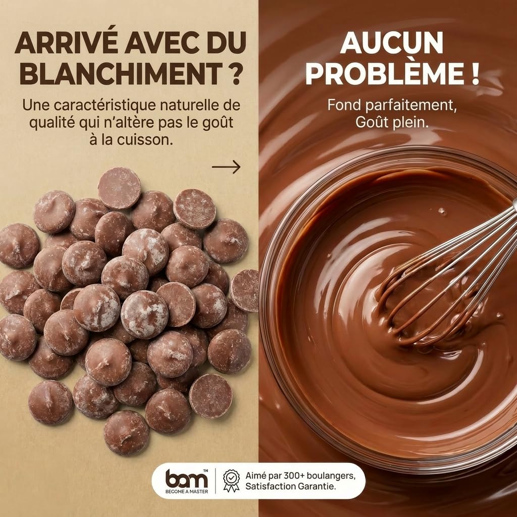 BAM Pépites de Chocolat au Lait de Couverture 35% Cacao | Chocolat Pâtissier pour Ganache, Fondue & Fontaine – 1kg