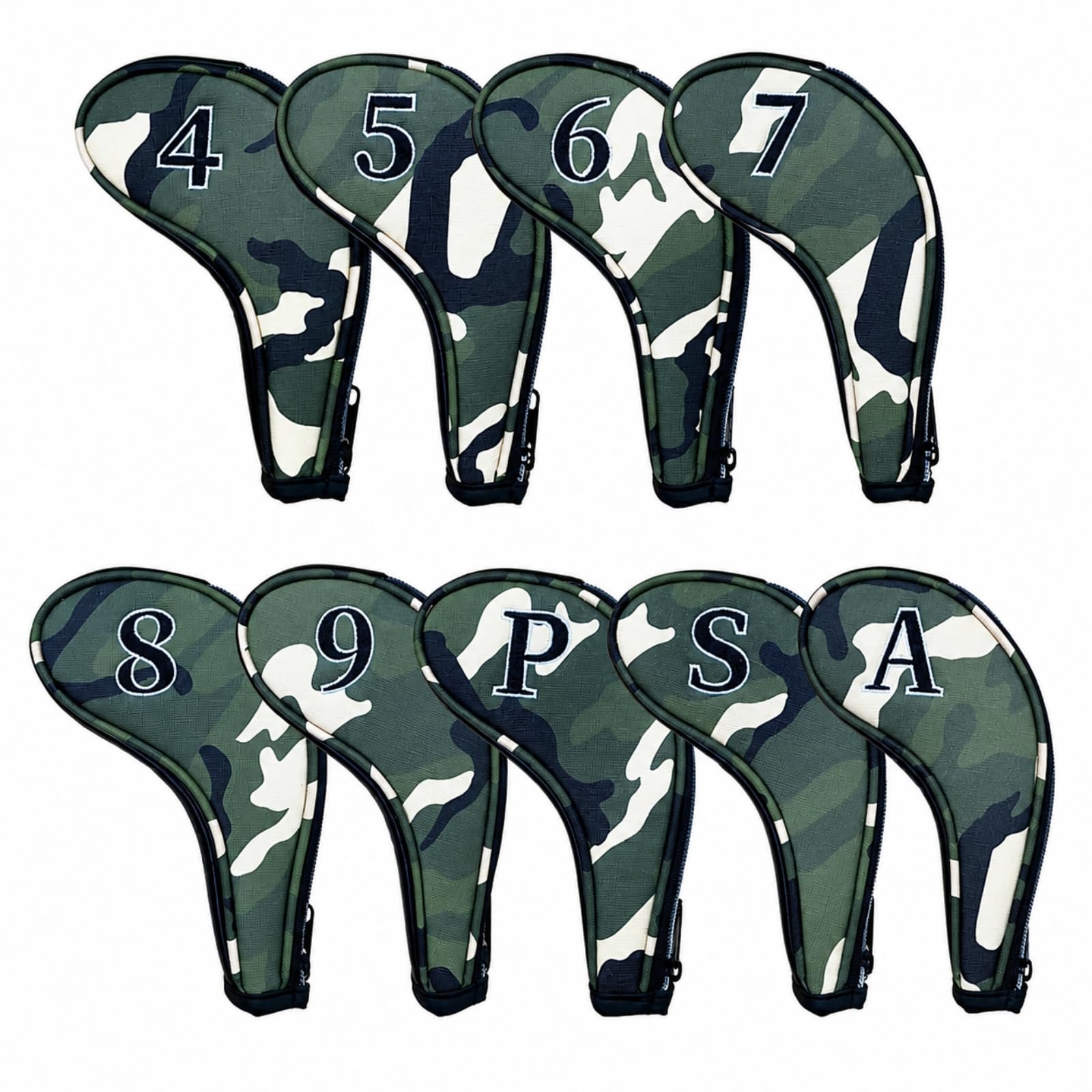 9 Stück Golf Schlägerhülle Eisenabdeckung Headcover Schlägerhaube Schlägerkopfhaube Schützt Beim Transport vor Kratzern Und Stößen aus PU Und Fleece für Golfrunde Training Geschenk