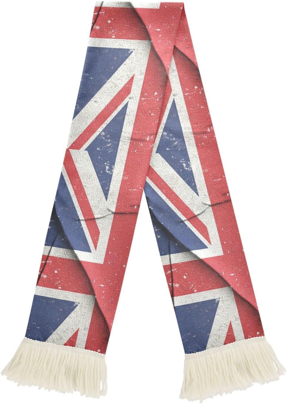 CHIFIGNO Vintage Flag Sports Fan Scarf with Fringe Ends, Polyester Soft Absorbent Towel Scarf for Soccer Fans, Cheering Banner Wrap