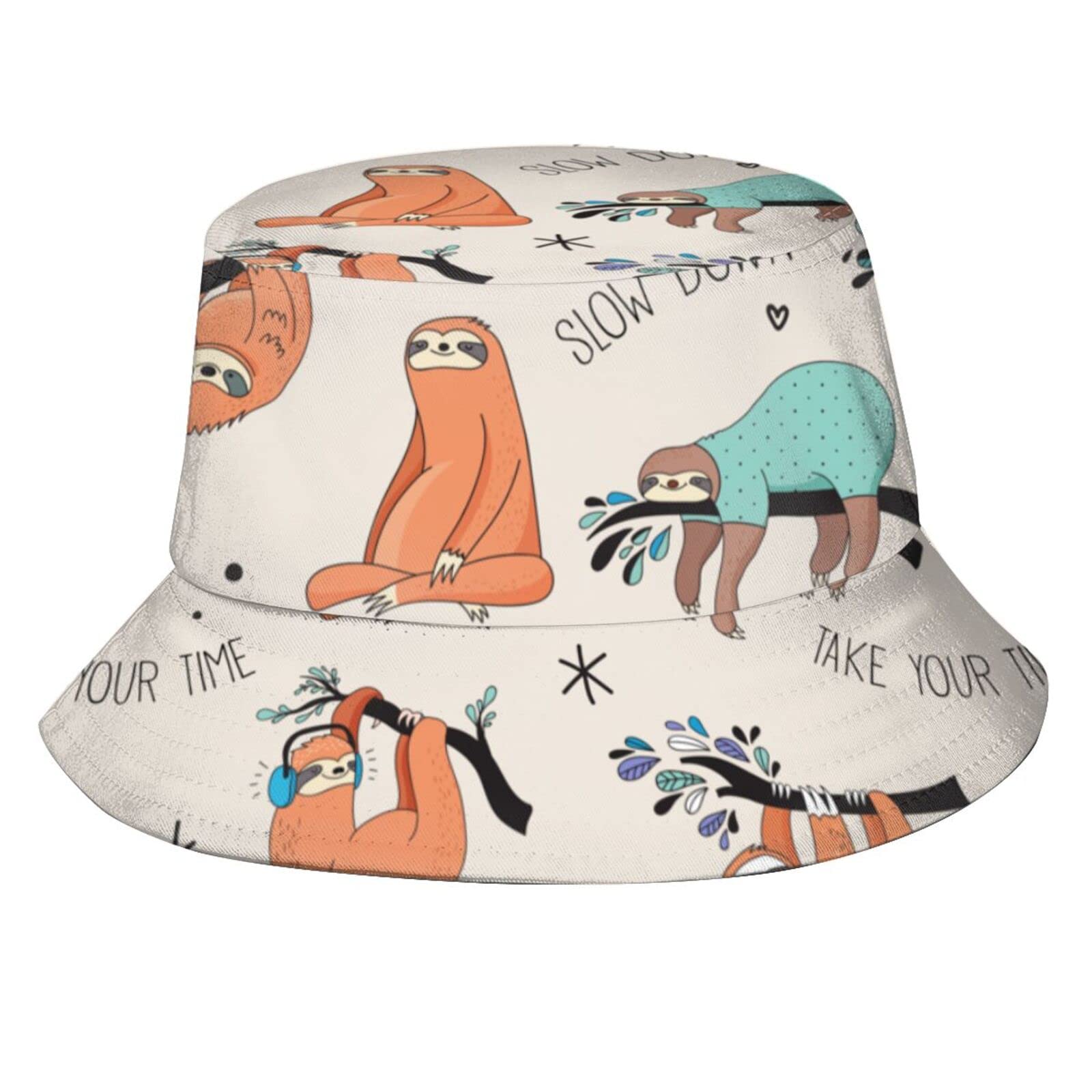 AOOEDM Funny Sloth Outdoor Sun Fisherman's hat Bucket Caps Breathable Beach Hats for Men Women