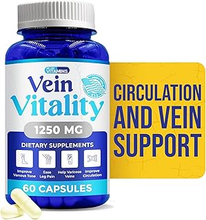 We Like Vitamins Vein Vitality 1250mg Diosmin Hesperidin Complex for Varicose Veins Treatment, Horse Chestnut, Butchers Broom, Bioflavonoids - Supports Blood Circulation for Leg Veins- 60 Capsules
