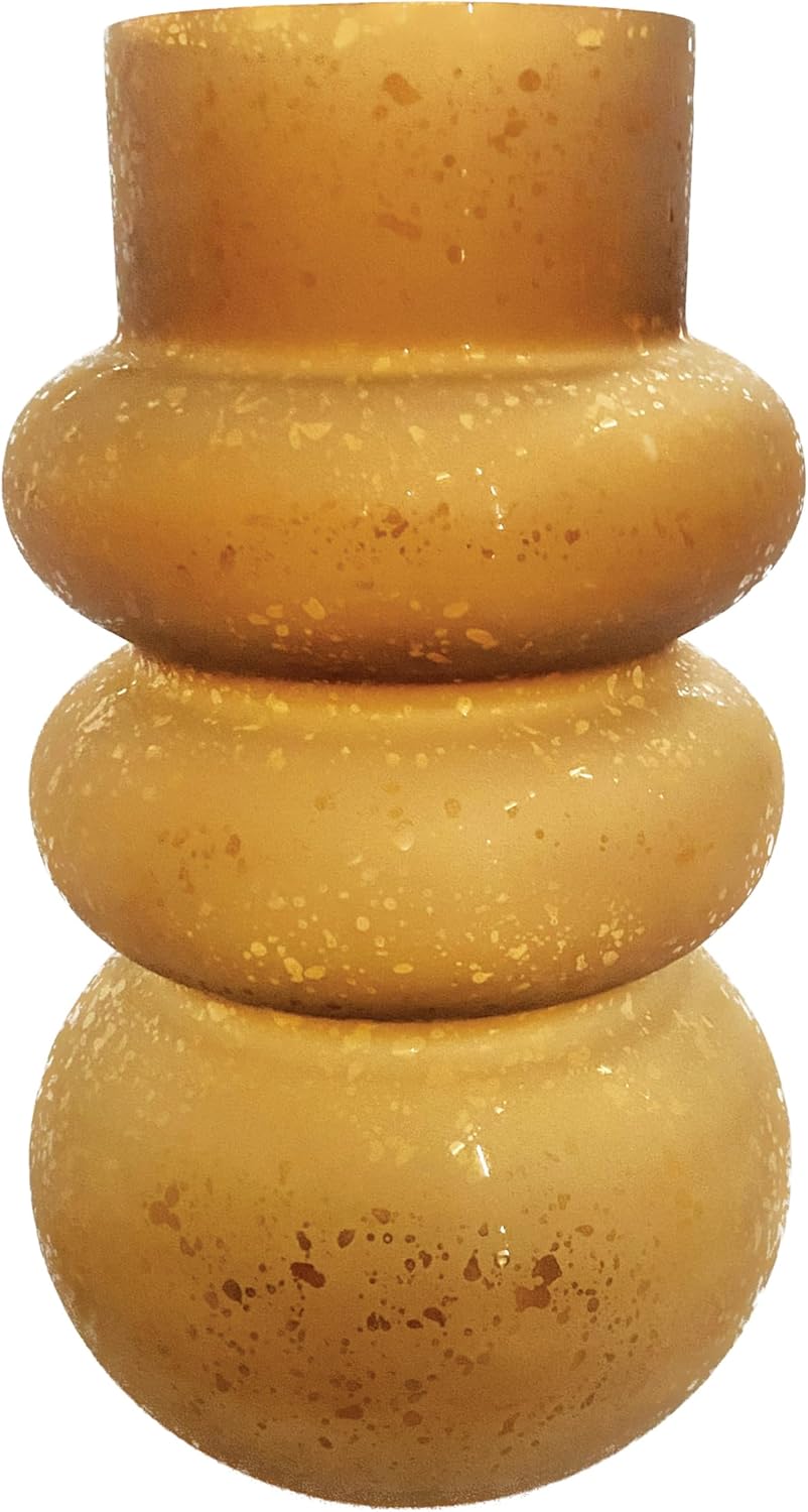 Creative Co-Op Round Curved Glass Vase, Frosted Finish, Brown
