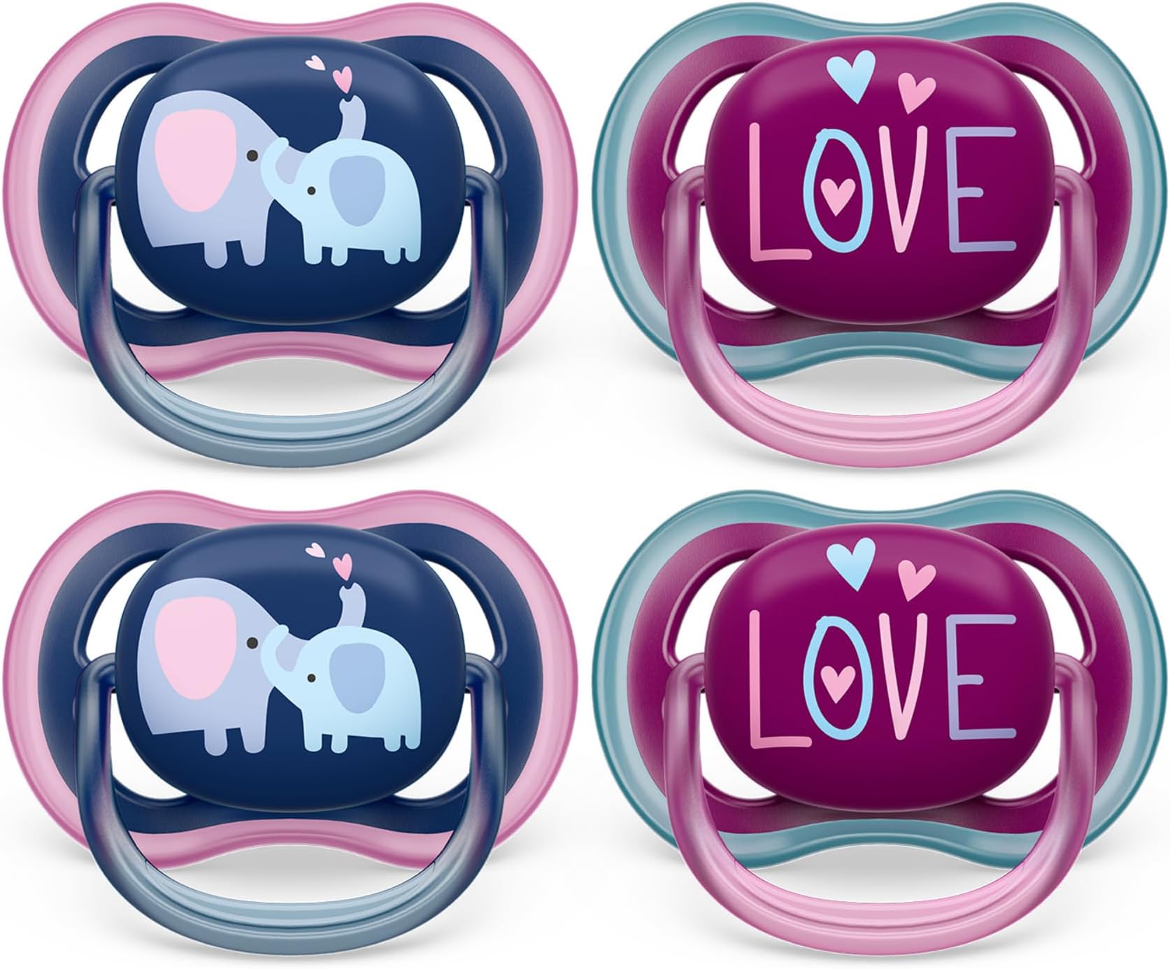 Ultra Air Pacifier - 4 x Light, Breathable Baby Pacifiers for Babies Aged 18 Months Plus, BPA Free with Sterilizer Carry Case, SCF349/23