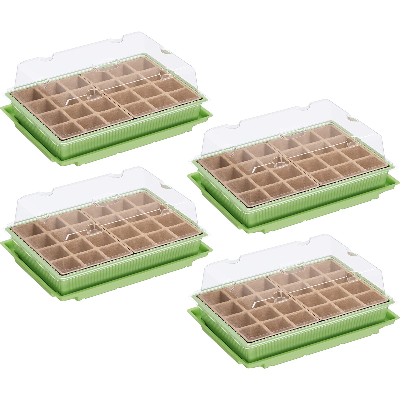 WELLGRO Mini Gewächshaus für Balkon & Garten für 24 Pflanzen – kleines Gewächshaus aus Kunststoff – Mini Treibhaus für Pflanzen, Kräuter & Anzucht, Stückzahl:4 Stück